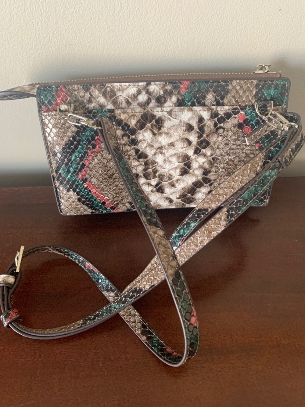 Mia Mulica Faux Snakeskin Wristlet Clutch | Multi-Color Zip Pouch